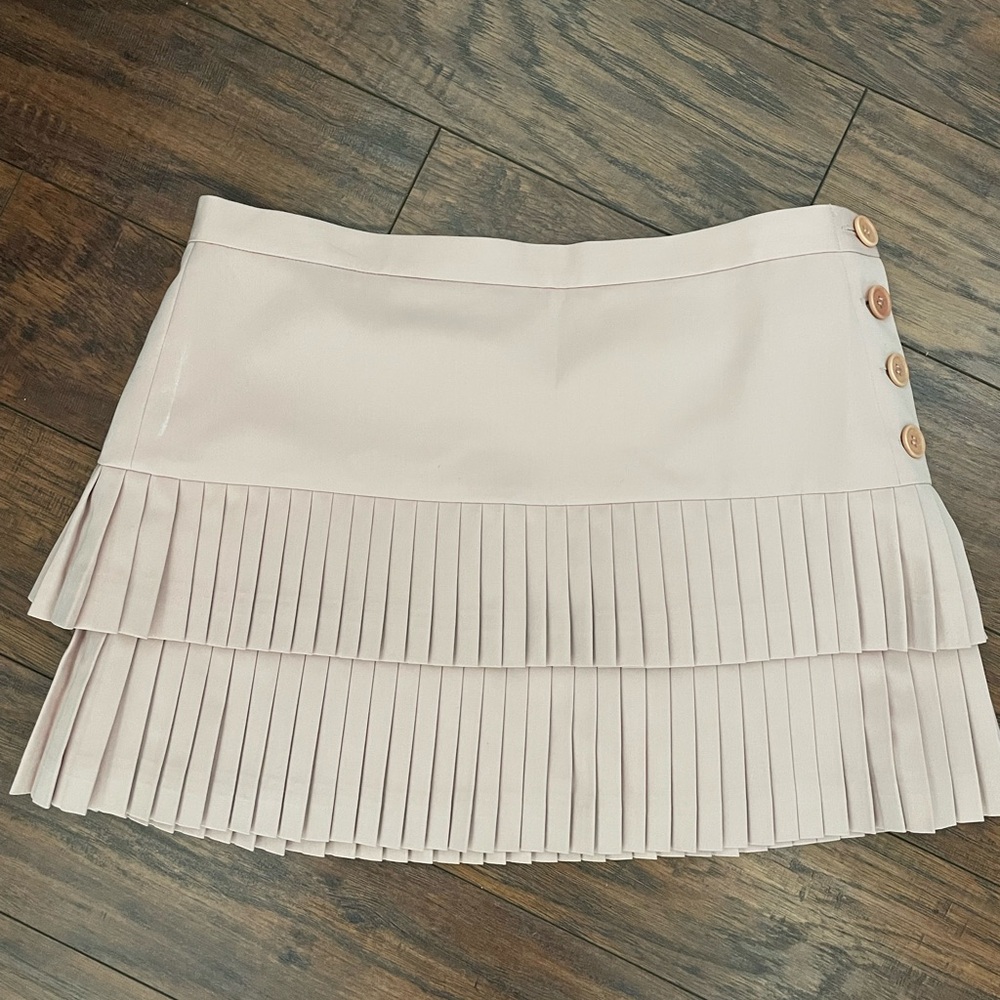 Chic blush pink Pleated Skirt with Button Detail